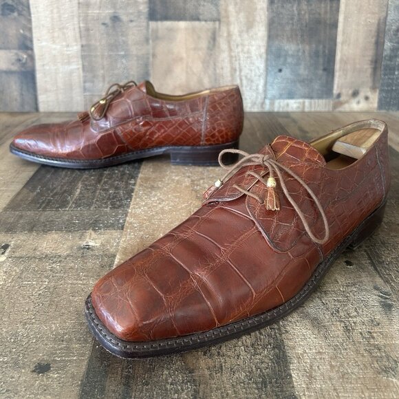 David Eden Square Toe Alligator Oxford Dress Shoes Mens 12 main image 7